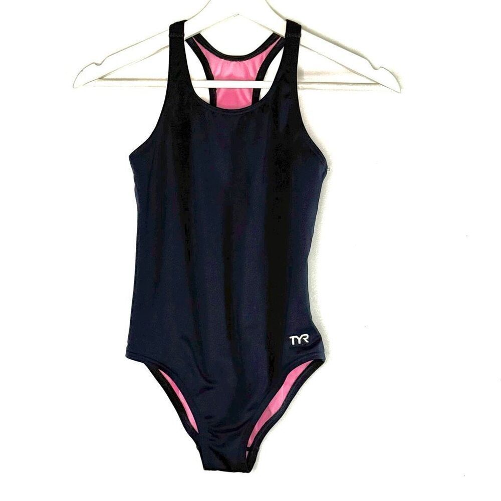 TYR Durafast Lite Ella Maxfit Competition Swimsuit for Kids - US M 10/12 Navy Bl
